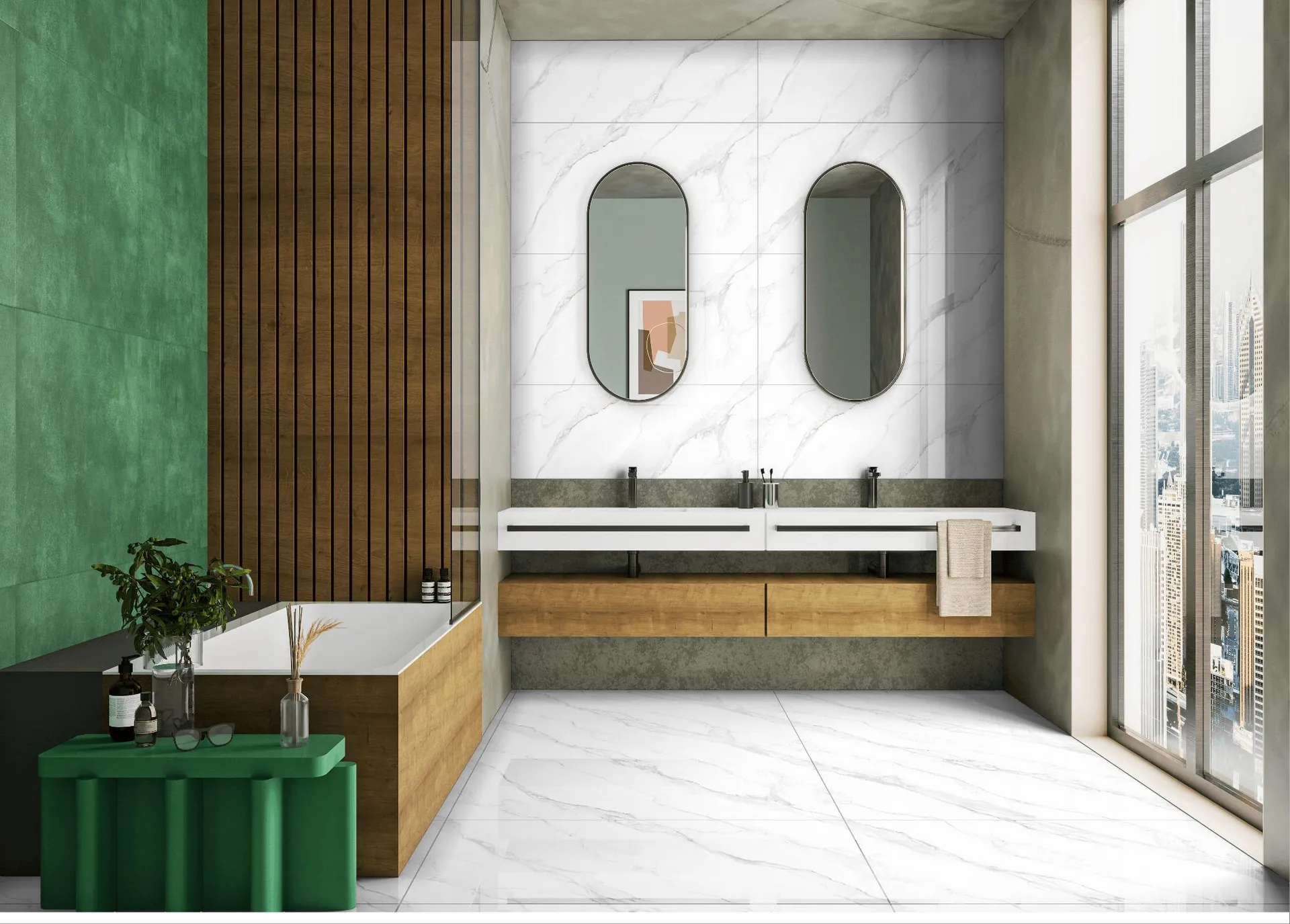 Itone Ceramic Statuario Endless 600x1200mm marble-look tile
